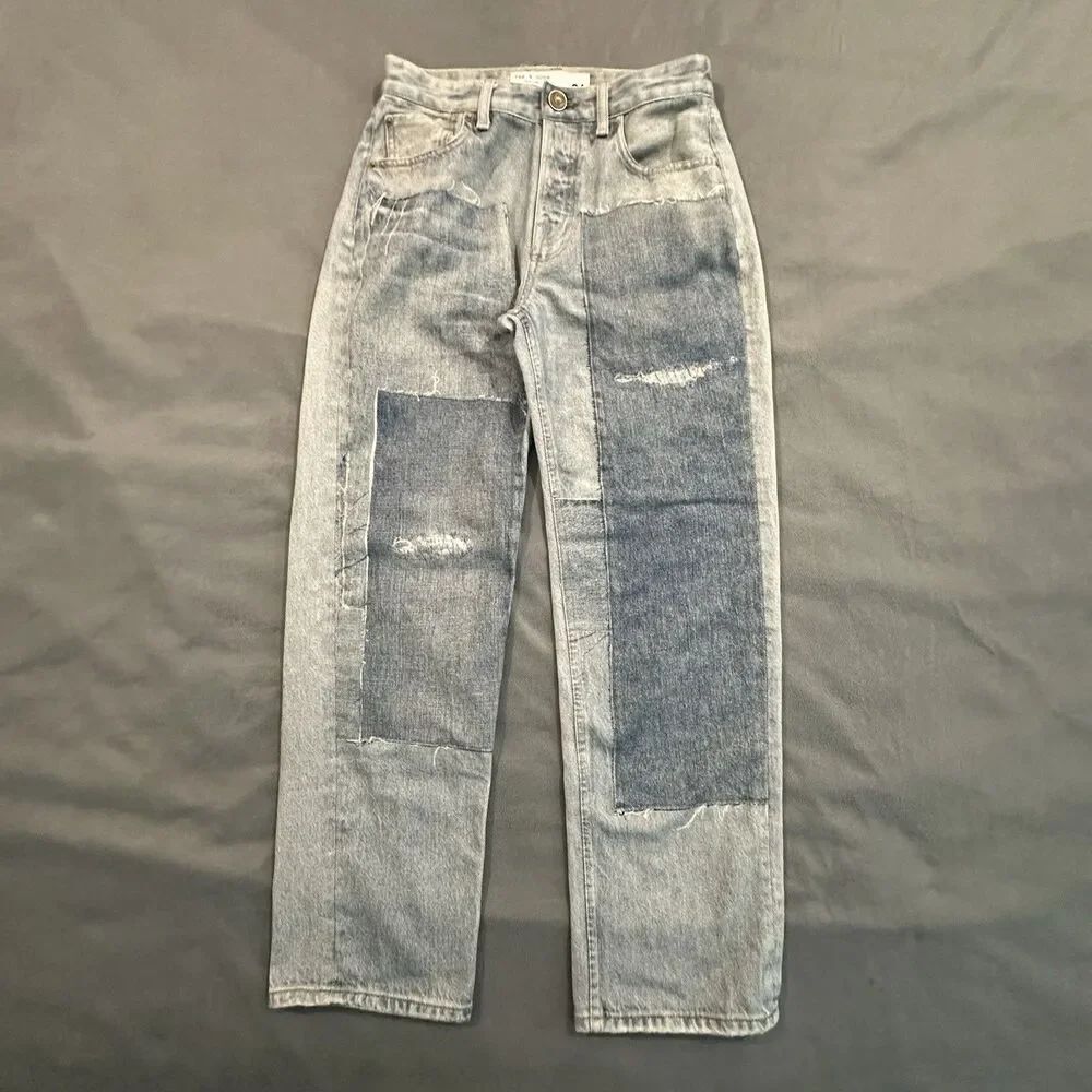Rag & Bone Miramar Jeans Womens 27 Patchwork Distressed Canvas Denim Mid Rise